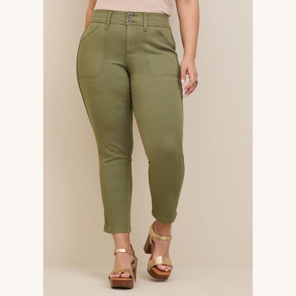 Torrid Olive Green Crop Aviator Skinny Stretch Twill Mid-Rise Pant